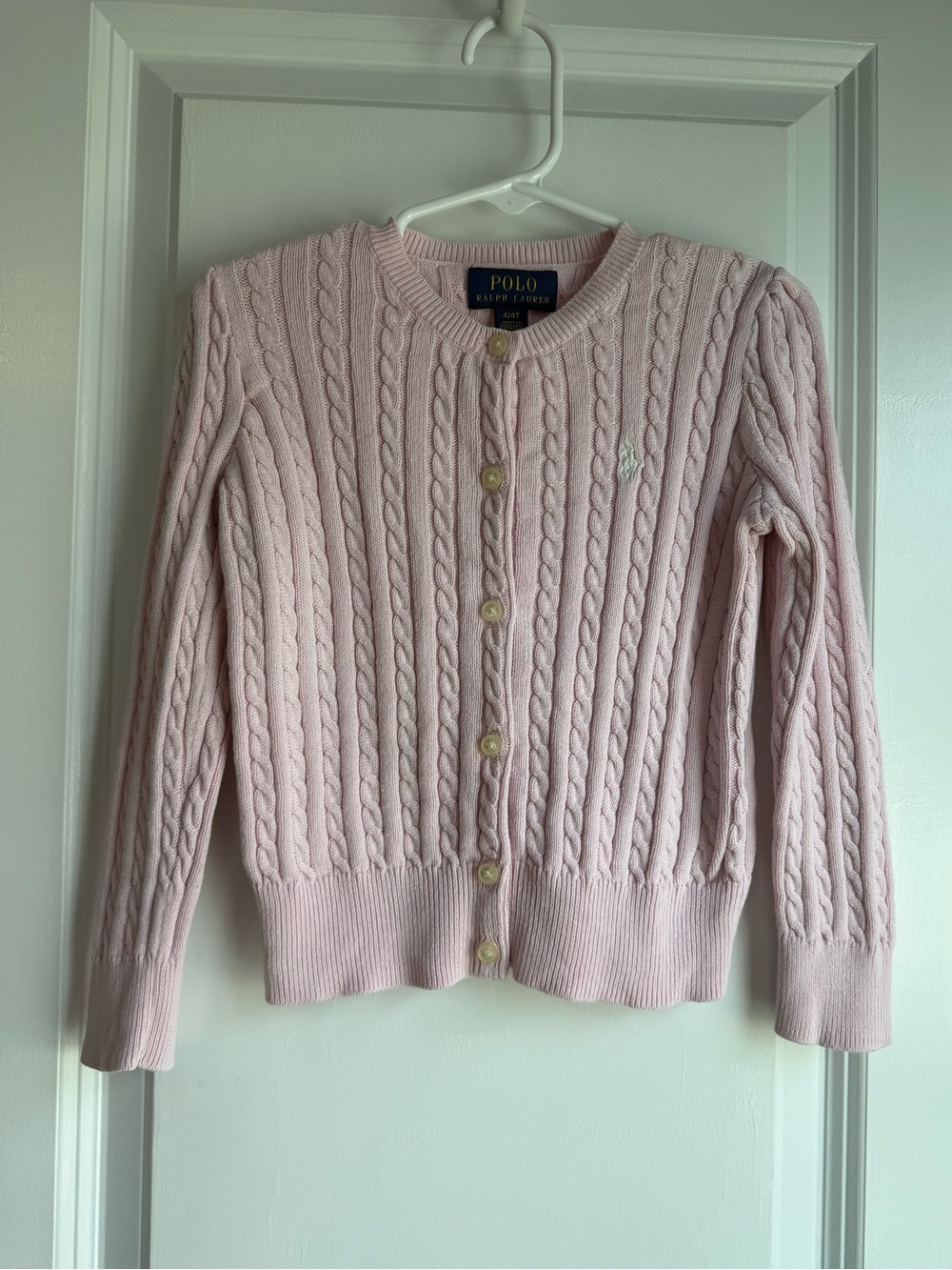 Polo by Ralph Lauren Light Pink Cable Knit Cardigan Size 4/4T